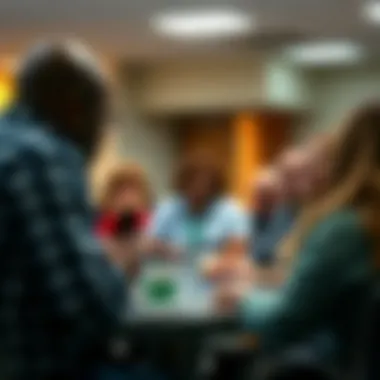 A community gathering at a credit union providing financial education