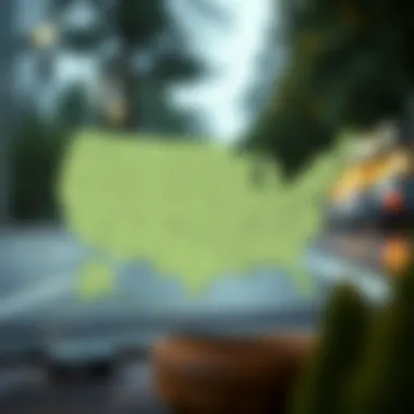 Geographic Distribution of Car Insurance Rates Map showcasing average car insurance rates by state