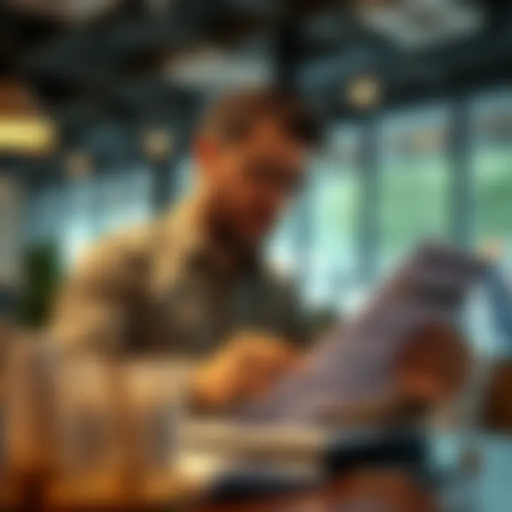 Business Owner Financial Analysis A business owner analyzing financial statements and options