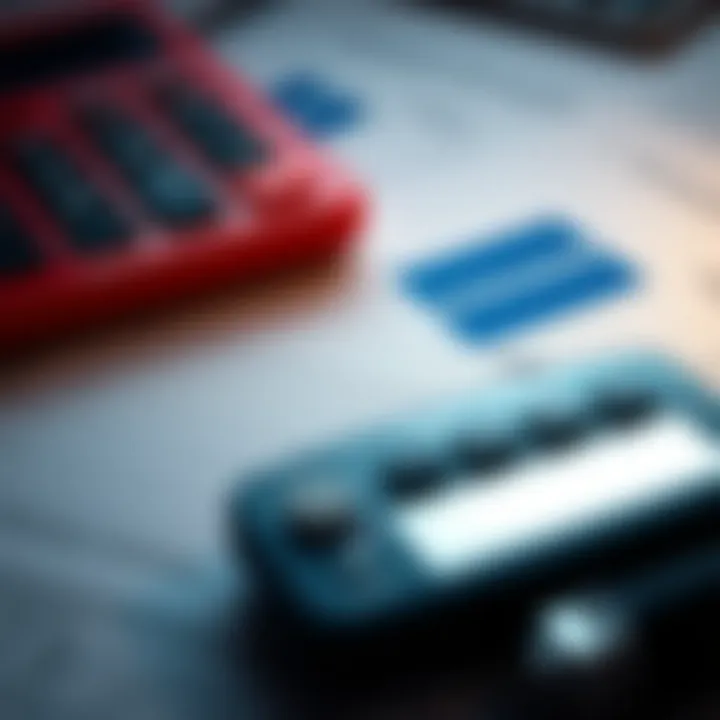 A calculator and documents related to credit management