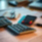 Illustration of tax forms and calculators