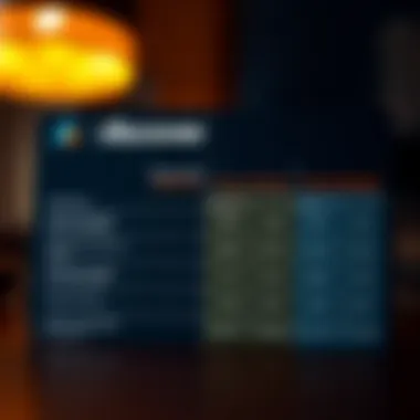 Comparison chart of credit card options