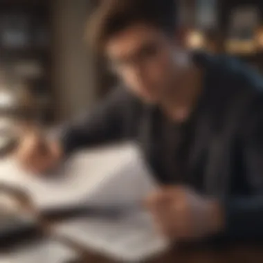 An illustration of a student reviewing financial documents