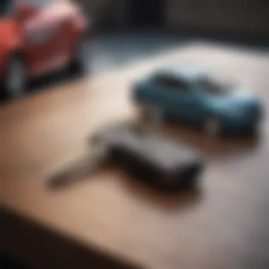 A close-up of a car key on a table symbolizing car ownership