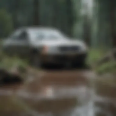 A car damaged by storm debris