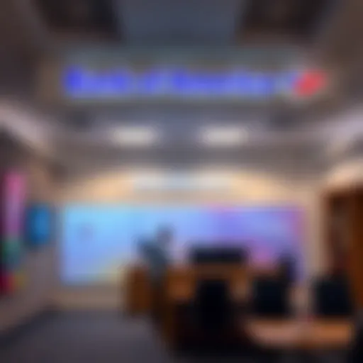 Inside a Bank of America Branch Dedicated to Business Accounts Bank of America branch interior showcasing business services