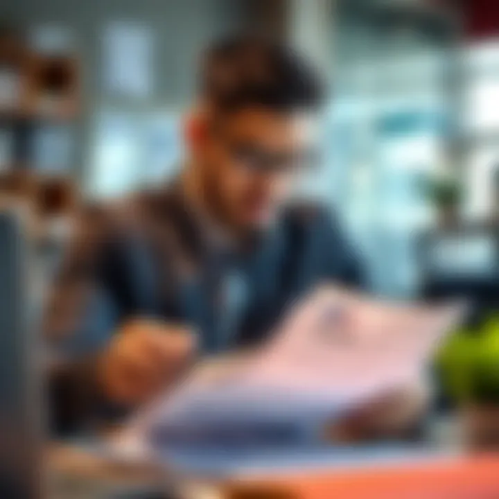 Business owner reviewing financial documents