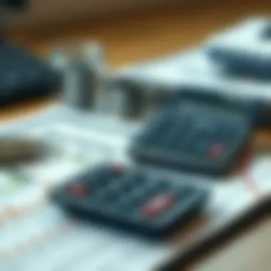 Calculator and notepad with business strategy notes