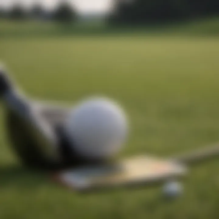 Golf clubs and credit cards on a golf course