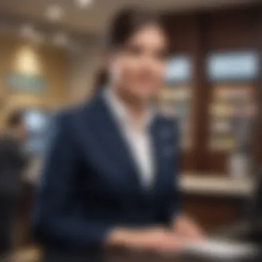 Customer-Centric Banking: Service Excellence in NYC Customer service interaction at a bank, emphasizing personalized service.