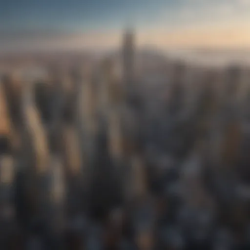 A panoramic view of the New York City skyline featuring major bank buildings.