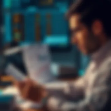 A person analyzing financial data and reports