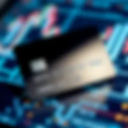 A sleek modern credit card on a digital background representing online transactions