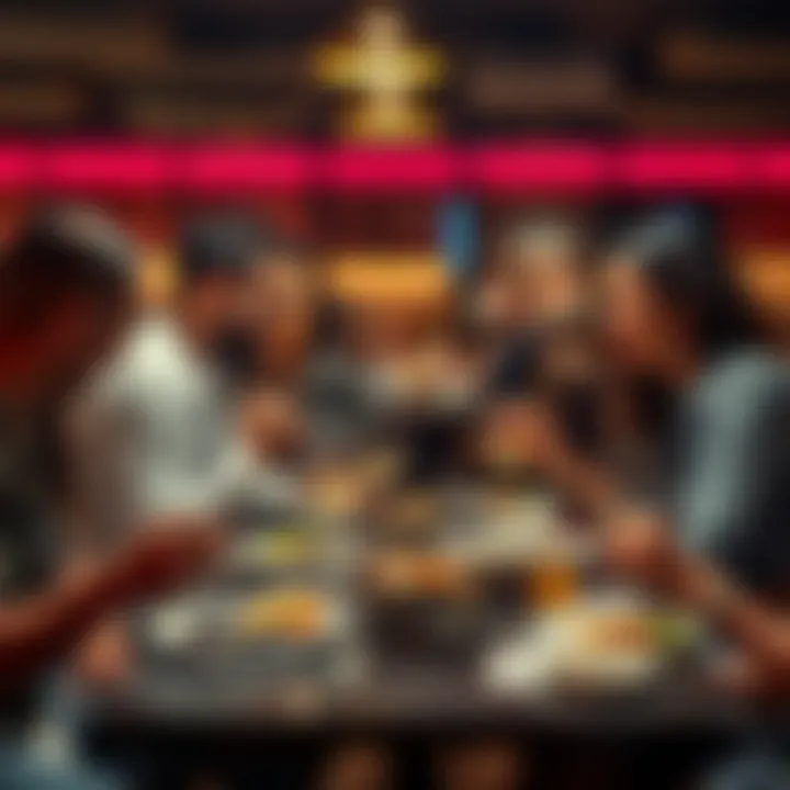 Shared Moments Over Exquisite Cuisine Group of friends enjoying a meal at a stylish restaurant