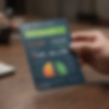 A person reviewing their credit score report with focus