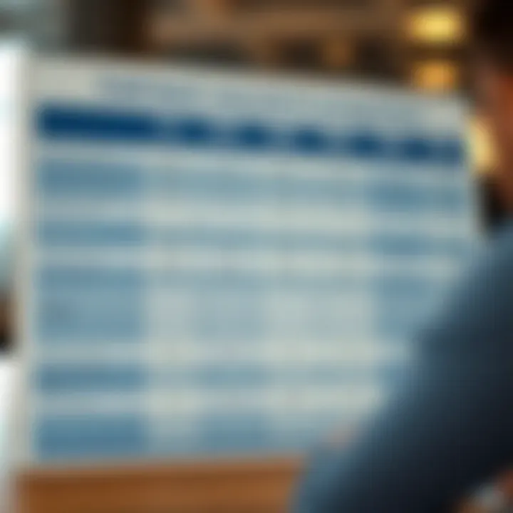 Comparison chart of cash back rewards