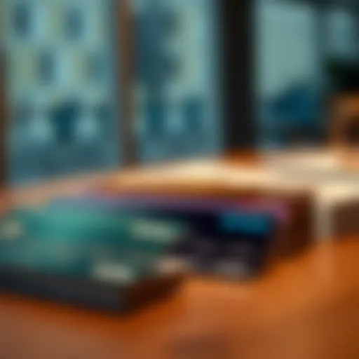 Diverse Cash Back Credit Card Choices Cash back credit card options displayed on a table