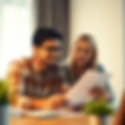 Couple reviewing financial documents together