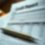 Visual representation of a credit report with various factors affecting credit scores