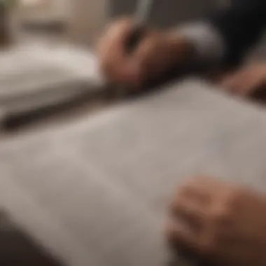 Close-up of a person reviewing mortgage documents