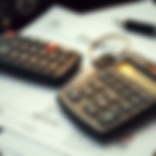 A calculator with car keys and insurance documents symbolizing budgeting for car insurance