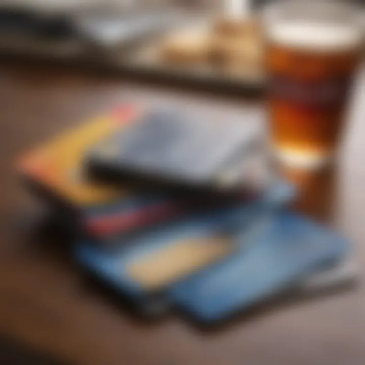 Different types of credit cards displayed on a table