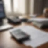 A serene desk setup with financial documents and a calculator symbolizing effective debt management.