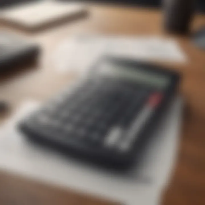 A calculator with tax documents