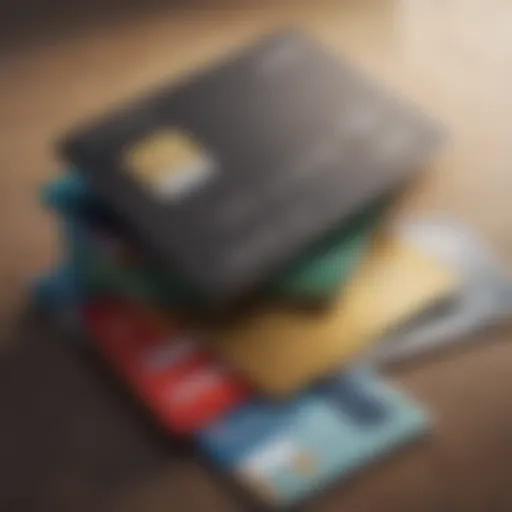 Illustration of various credit cards showcasing different designs and features