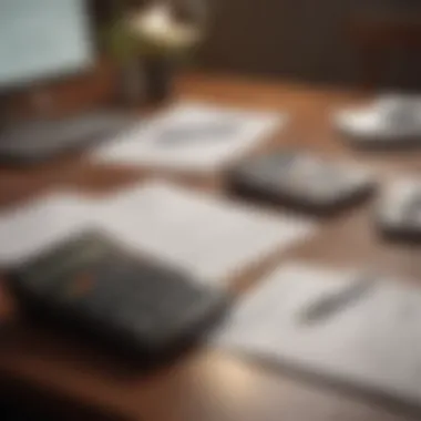 A calculator and financial documents on a desk