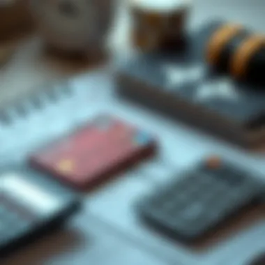 An organized budget planner with a calculator and credit card.