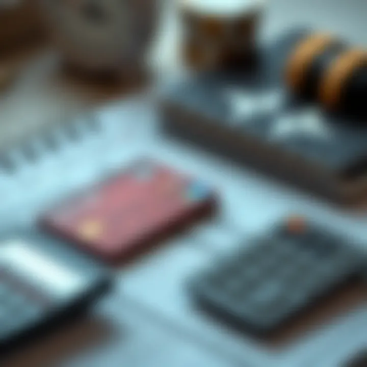 An organized budget planner with a calculator and credit card.