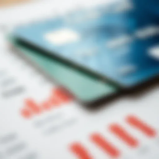 A close-up of a credit card on a financial report.