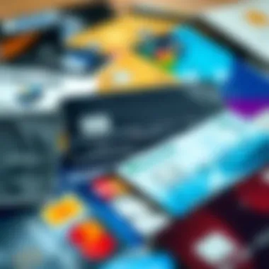 A collection of various credit cards with distinct designs.