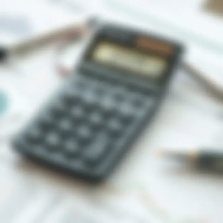 A calculator with financial documents related to real estate