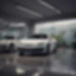 A modern car dealership showcasing various vehicles