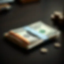 Concept of quick loans with currency notes