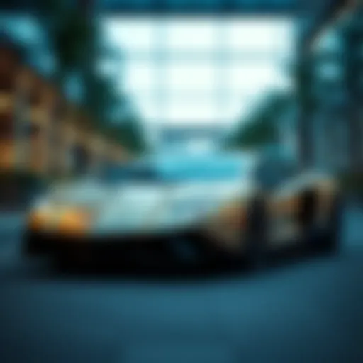 The Allure of Luxury: A Lamborghini's Presence Luxurious Lamborghini parked in an upscale environment