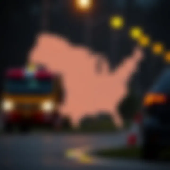 Map showing regional towing rates across different areas