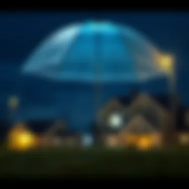 Illustration showing the concept of umbrella insurance coverage